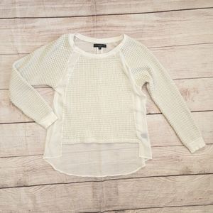 Sanctuary Ivory Crochet Knit Sweater Top Sheer Back Size Small